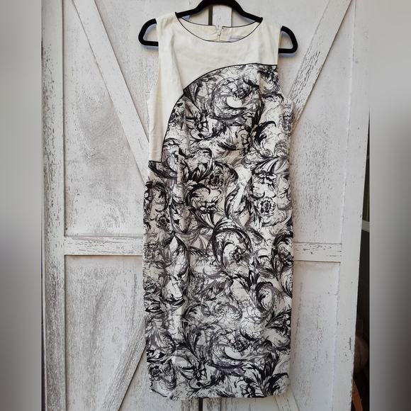 Carolina Herrera Monochrome Floral Midi Dress